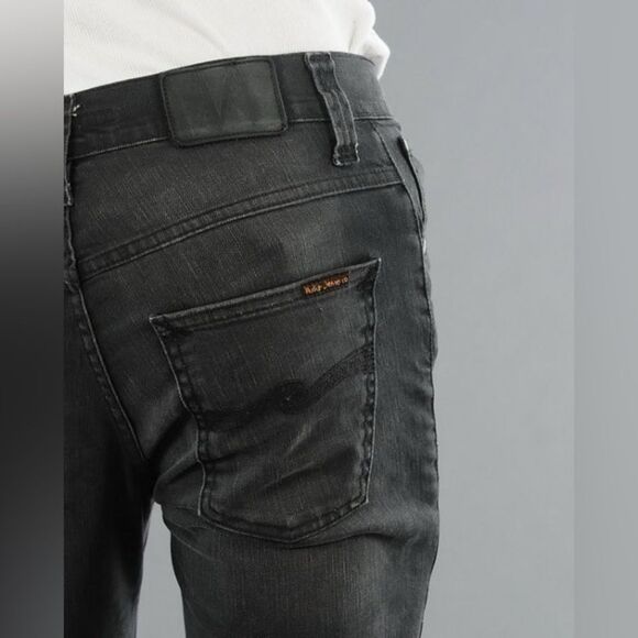 Nudie Grim Tim Broken Black Button Fly Jeans - Picture 3 of 16